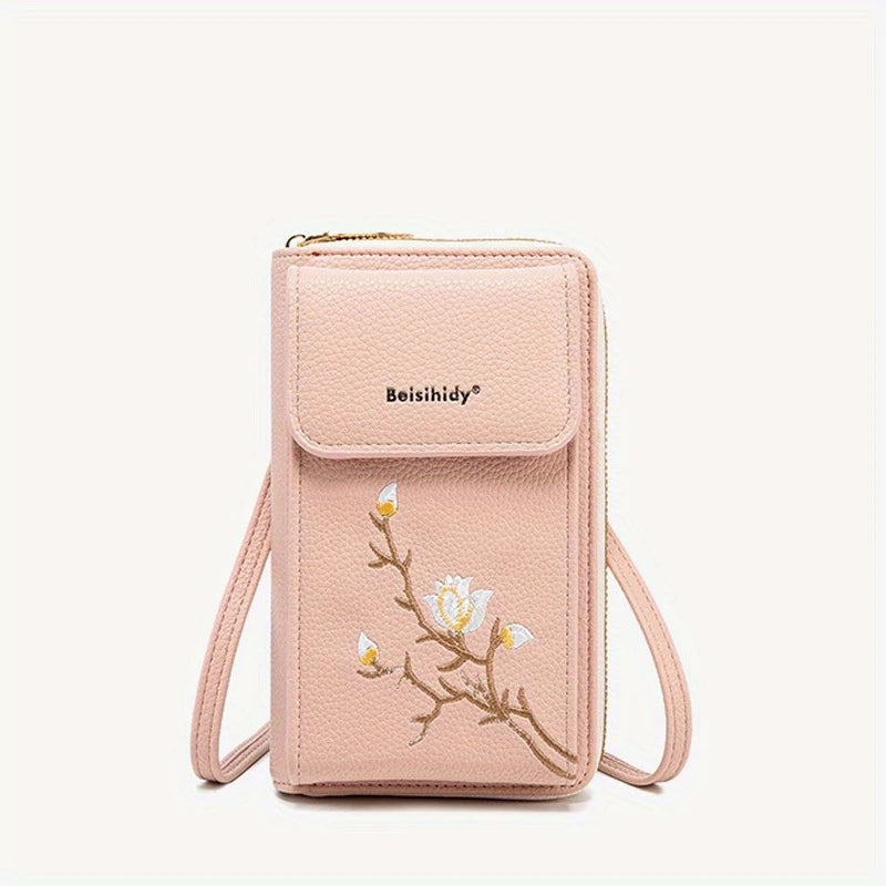 Trendy Embroidered Floral Mini Crossbody Bag for Women