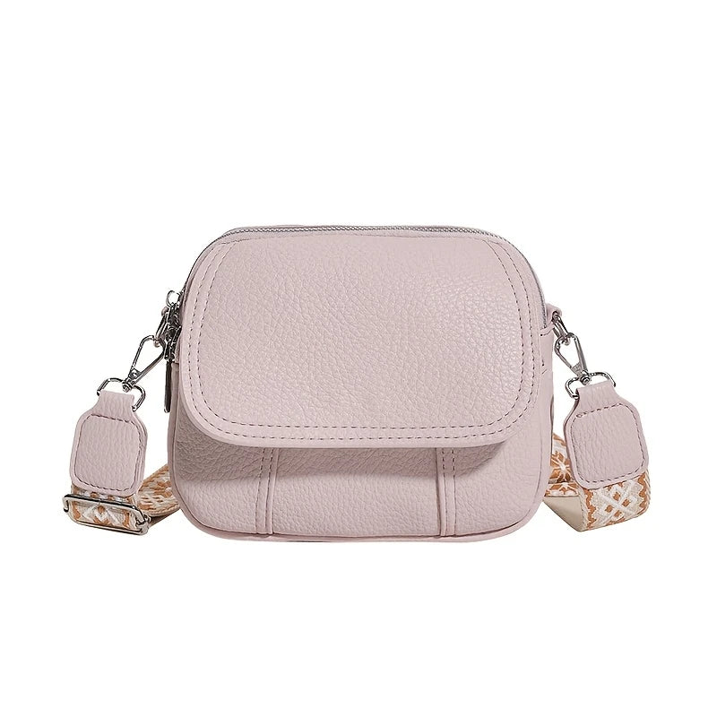 Stylish Pink Crossbody Bag with Adjustable Wide Strap