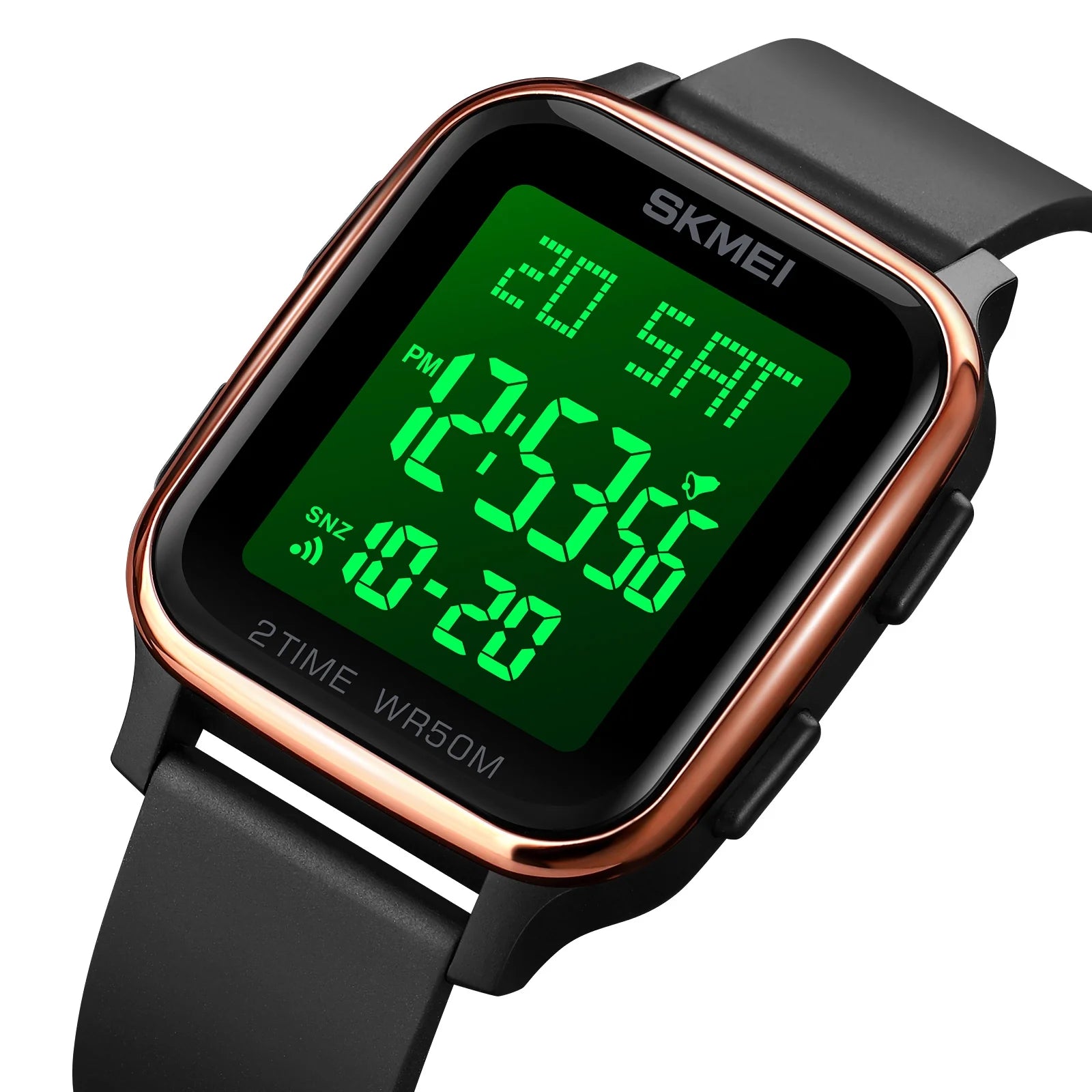 SKMEI Men's Digital Multifunction Watch Outdoor Casual Square 50M Waterproof Led Light Wristwatch
