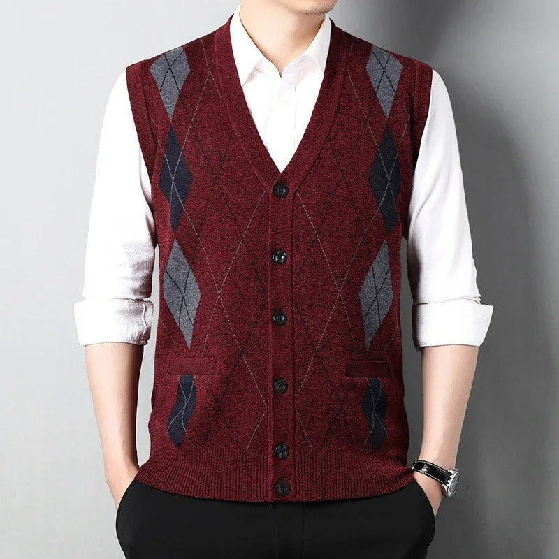 Men's Thick Knit V-Neck Sweater Vest