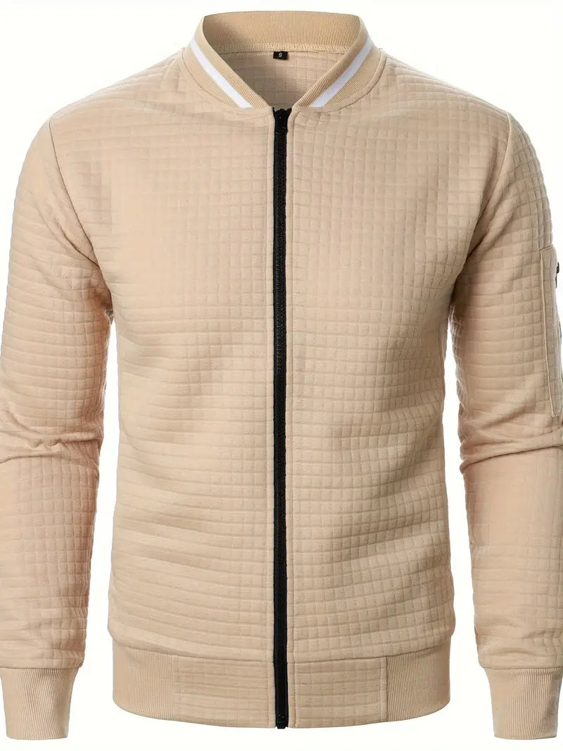 Men's Casual Stand Collar Zip-Up Jacket
