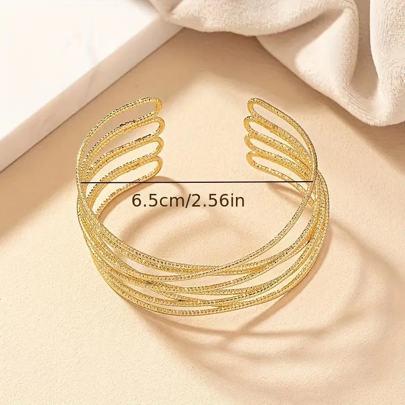 Simple Elegant Geometric Open Cuff Bracelet for Women