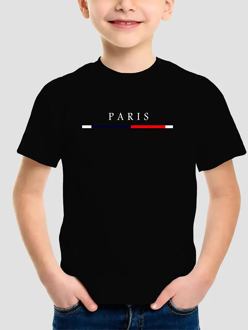 Boys' Parisian Letter Print T-Shirt