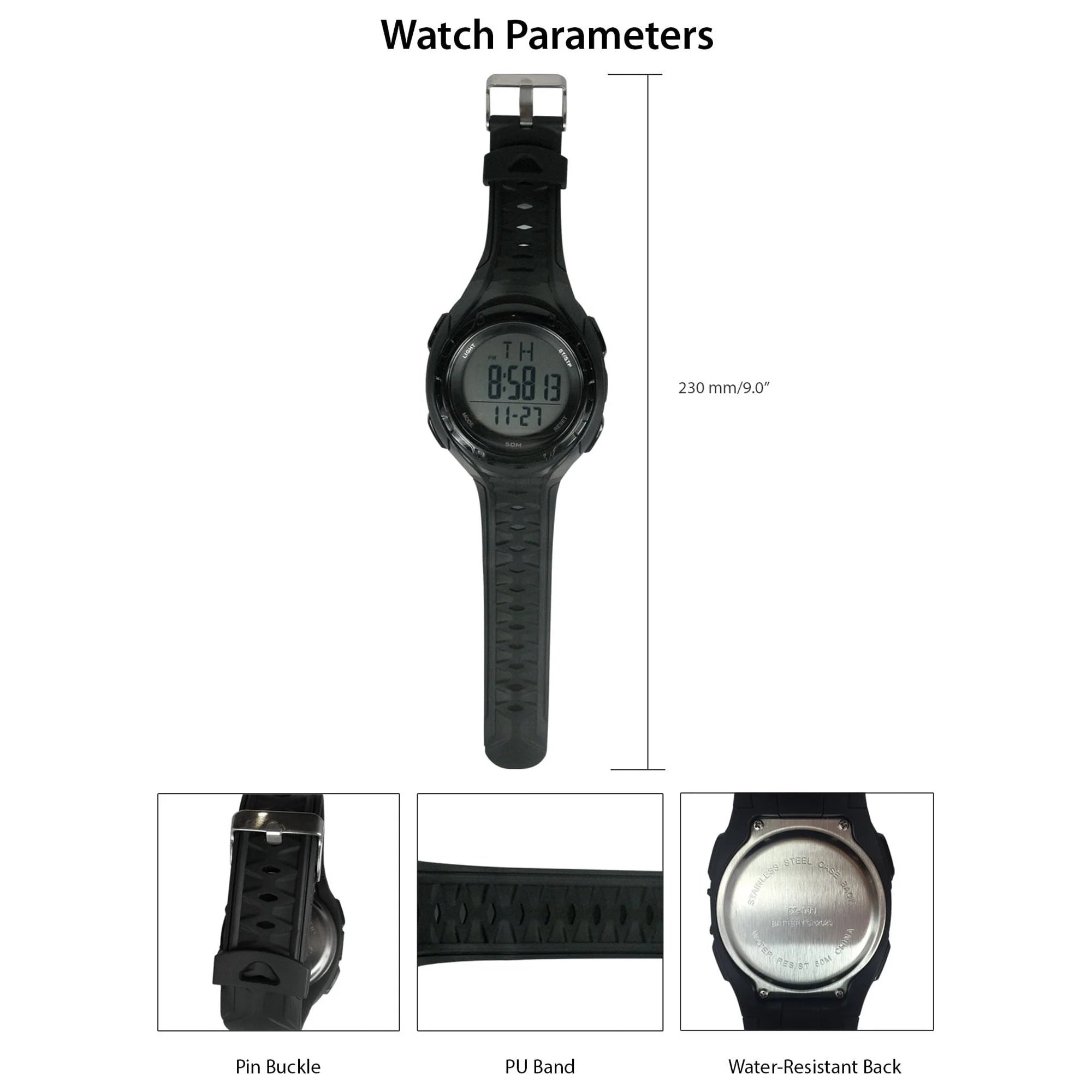 George Mens Digital Sport Wristwatch Plastic Strap