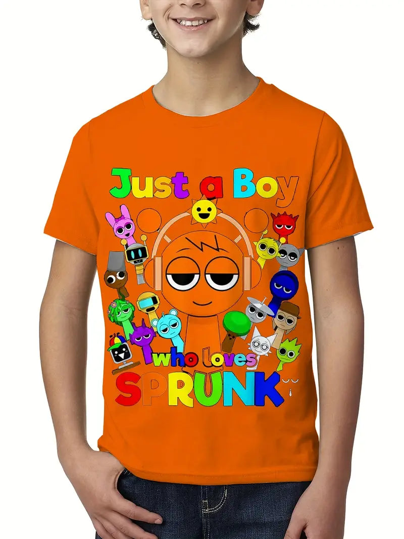 3D Print Polyester Boys' Crew Neck T-Shirt