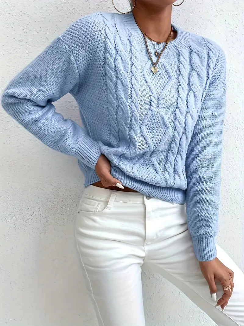 Cable Knit Crew Neck Sweater