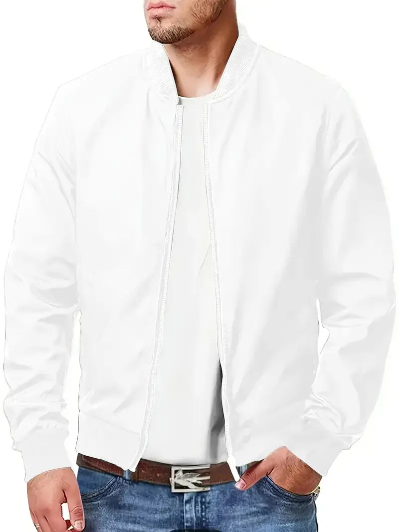 Men's Casual Crew Neck Baseball Jacket