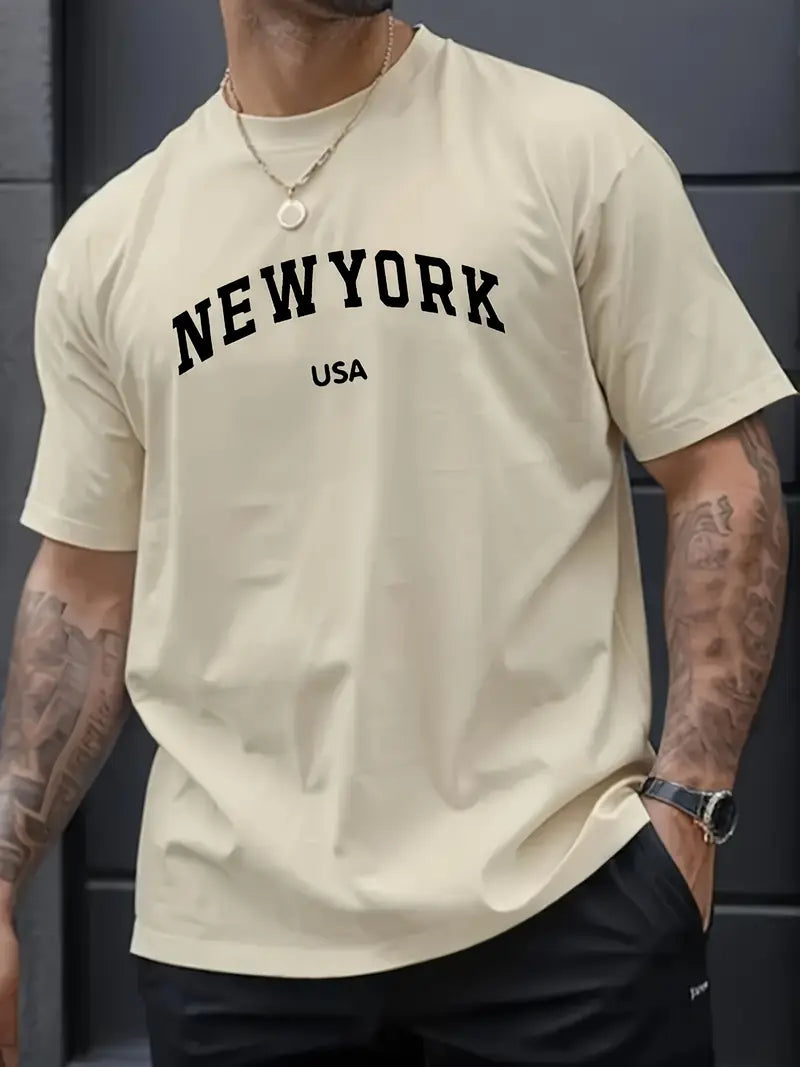 Men's Pure Cotton Letter Print T-Shirt