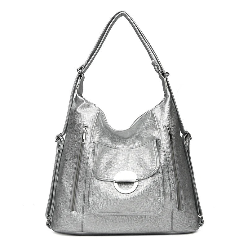 Soft Leather High-Capacity Backpack Shoulder Bag