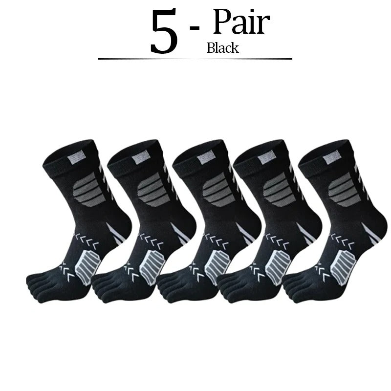 Men’s Colorful 5-Toe Sport Socks – 5 Pairs