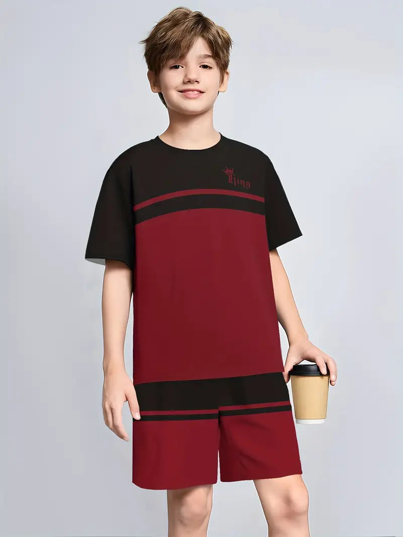 Boys 2pcs Set Short Sleeve T-Shirt and Shorts