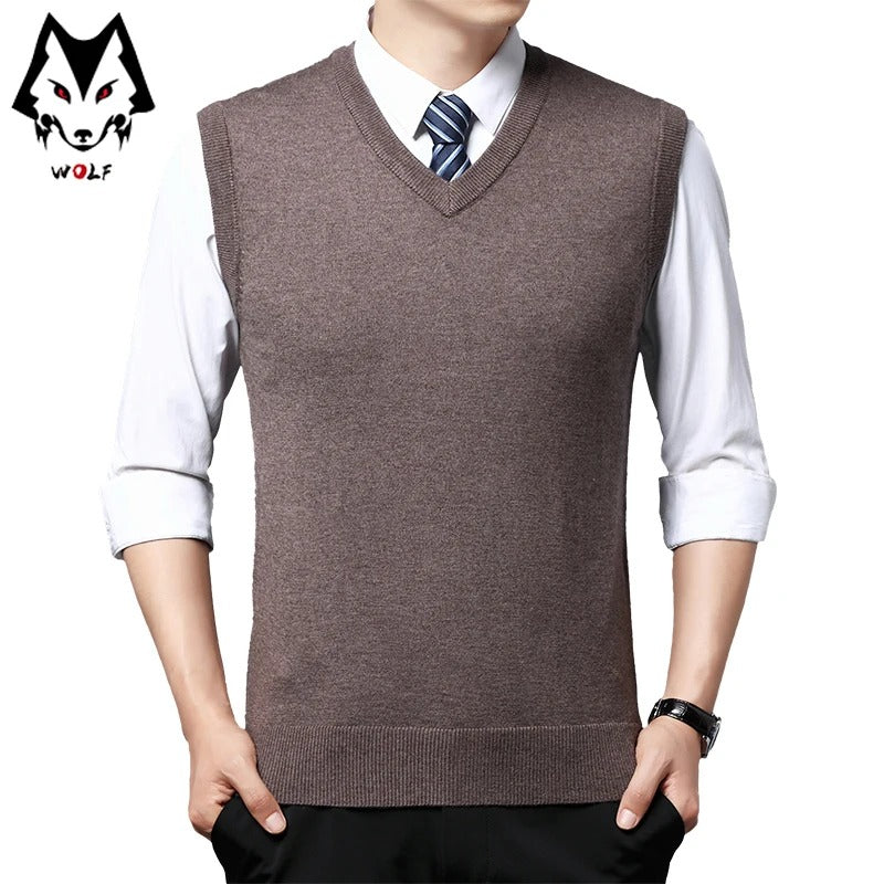 Men’s Thick Knit V-Neck Sweater Vest
