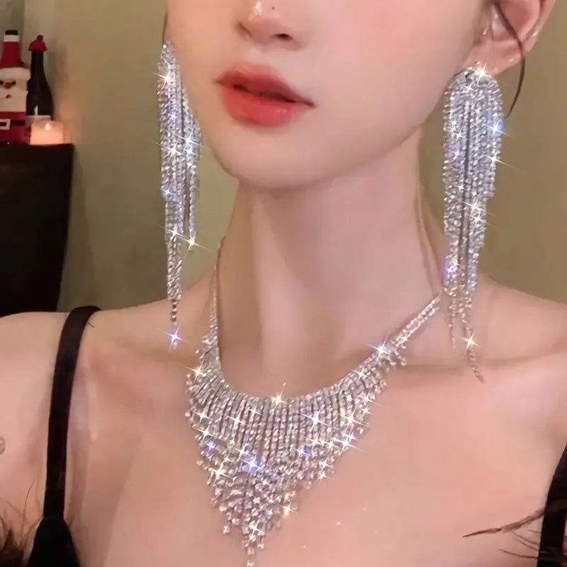 Oversized Galaxy Sparkling Tassel Earrings