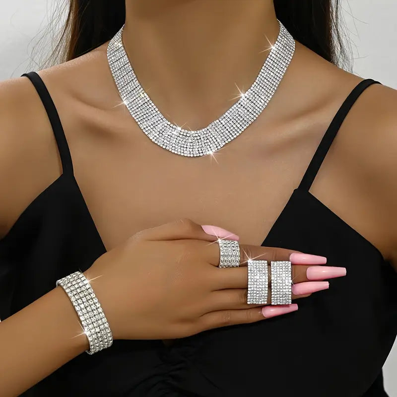 Glamorous Rhinestone Jewelry Set