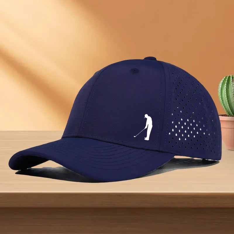 Quick-Dry Golf Cap with "Gentleman Playing Golf" Design