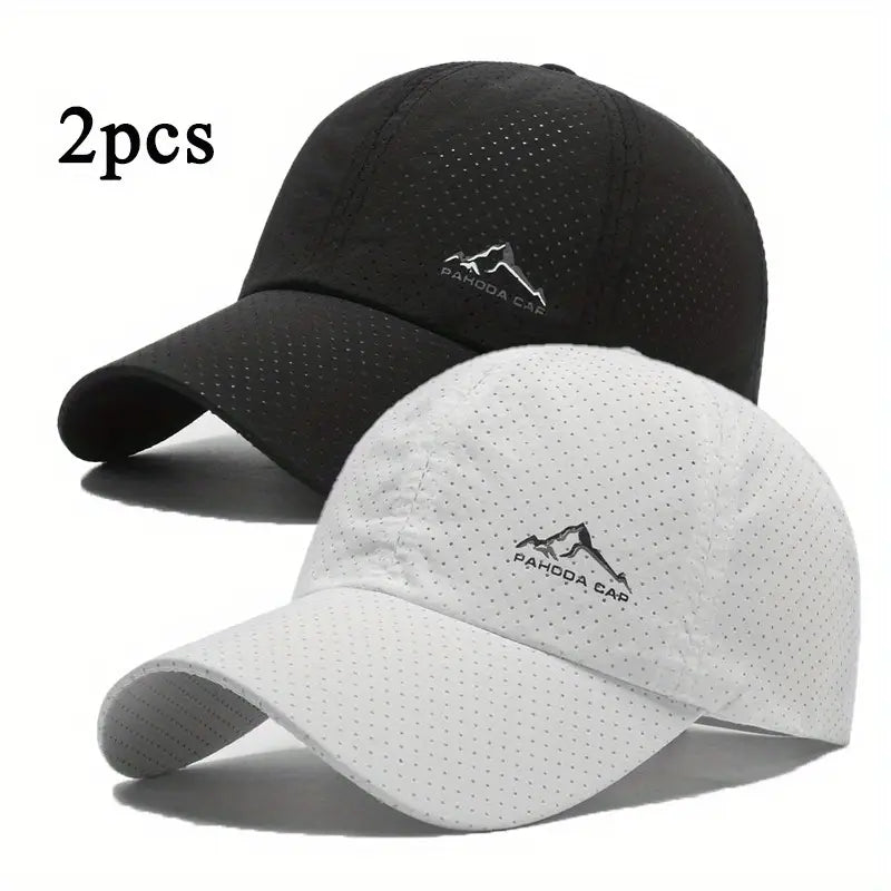 Quick-Dry Snow Mountain Print Sports Baseball Cap 2pcs