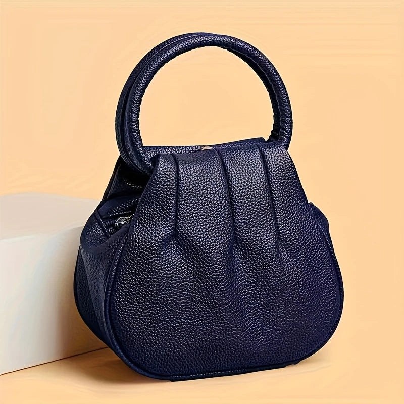 Compact Round Crossbody Bag with Zipper Closure