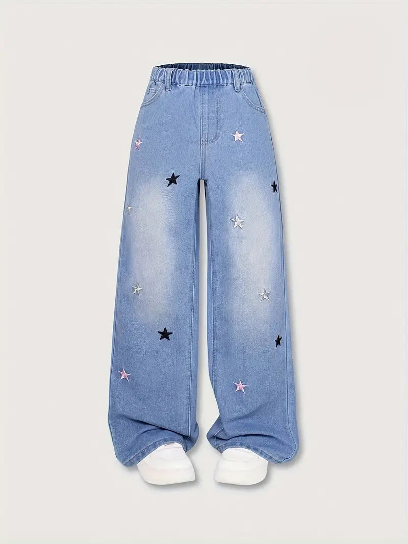Light Blue Denim Girls' Straight-Leg Pant