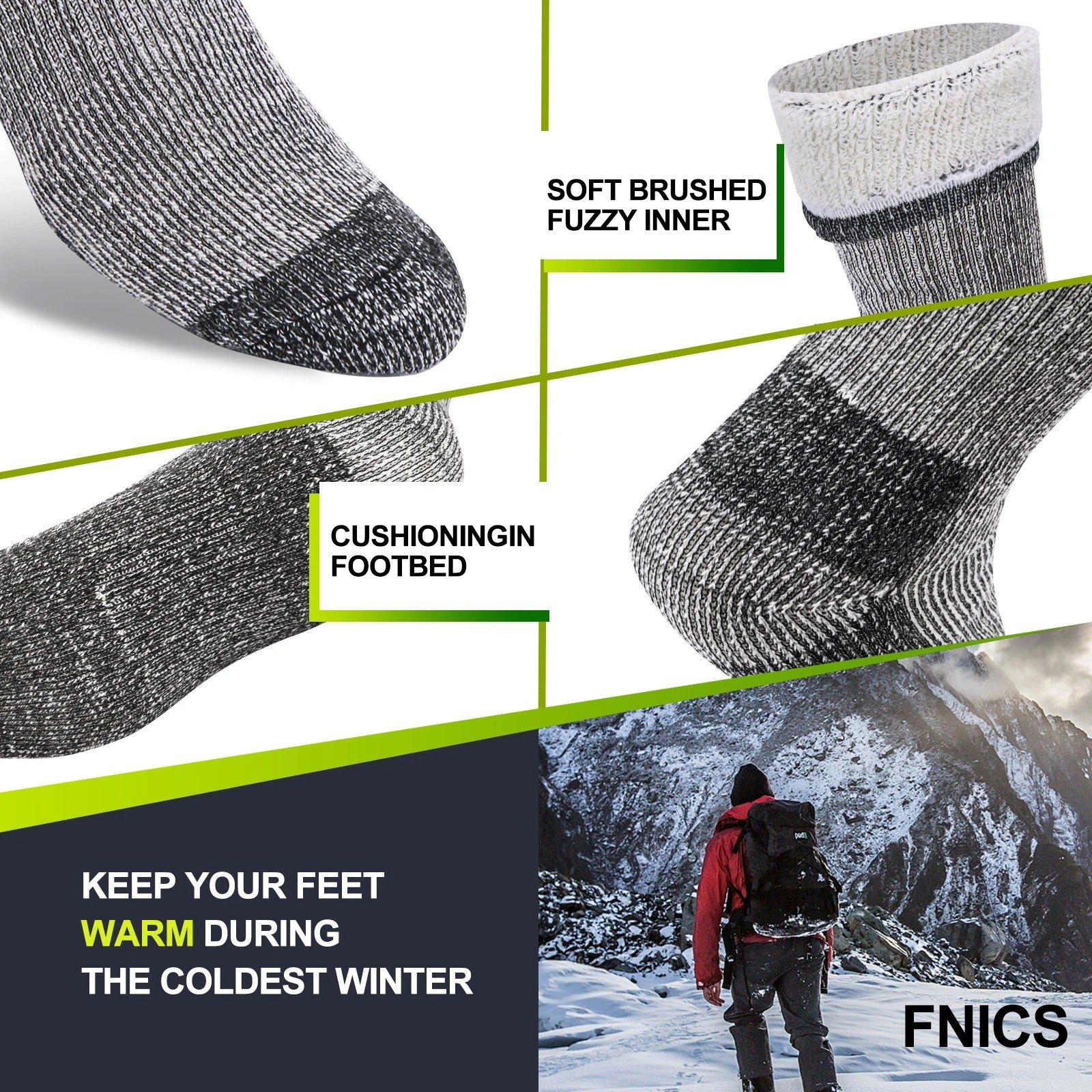 Merino Wool Thermal Crew Socks – 3 Pairs