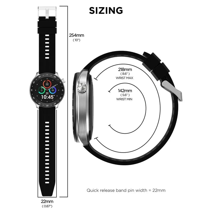iTech Bold 3 Men Adult Smart Watch, Black, Silicone Strap