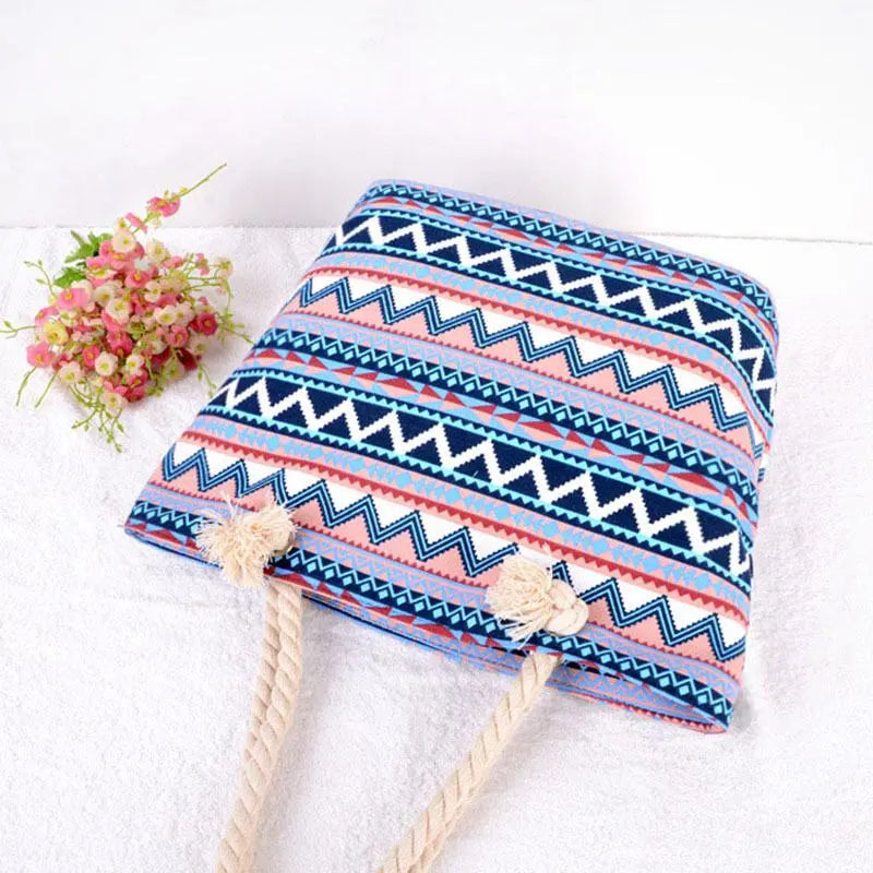 Geometry Pattern Rope Handle Large Capacity Tote Bags