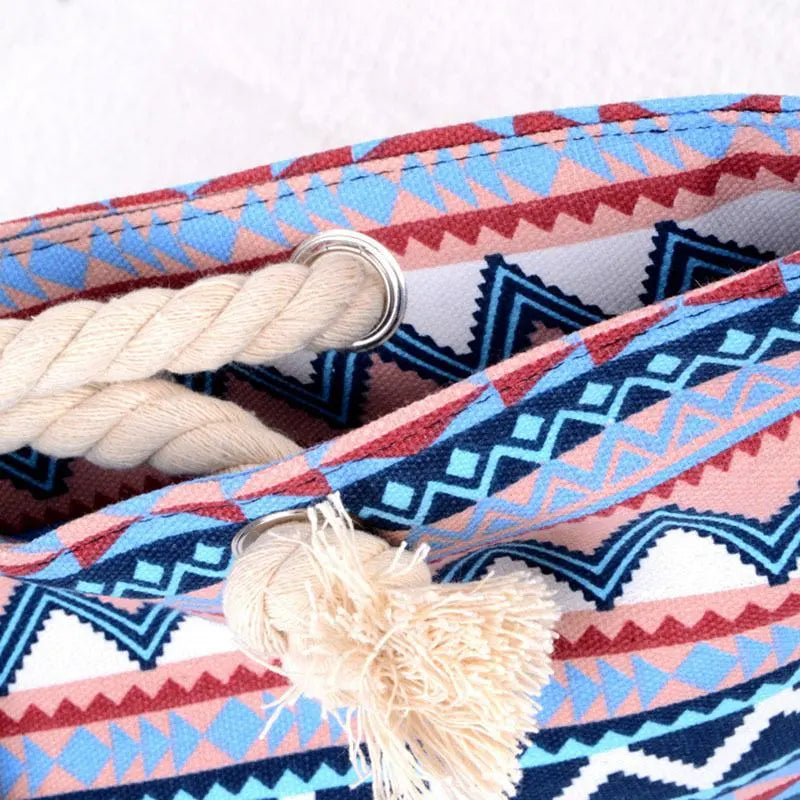Geometry Pattern Rope Handle Large Capacity Tote Bags