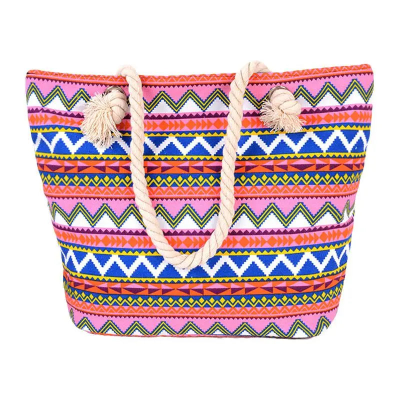 Geometry Pattern Rope Handle Large Capacity Tote Bags