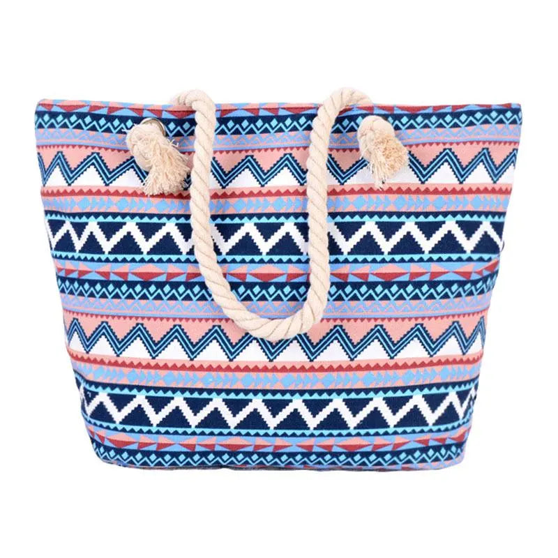 Geometry Pattern Rope Handle Large Capacity Tote Bags
