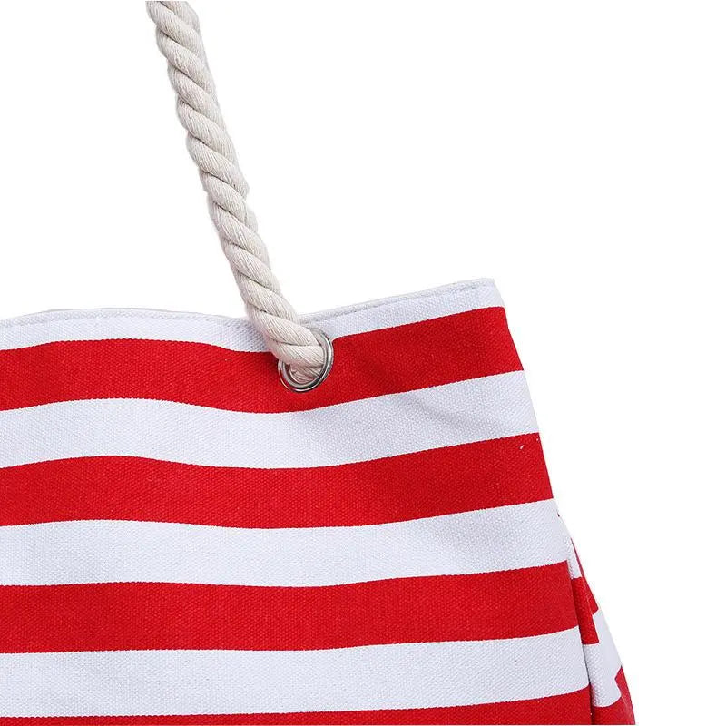 Thick Rope Shoulder Handle Plus Large Capacity Bags With Stripes Pattern
