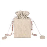 Creative Gift Box Pattern Women Drawstring Mini Bucket Bag