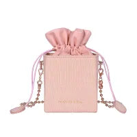 Creative Gift Box Pattern Women Drawstring Mini Bucket Bag