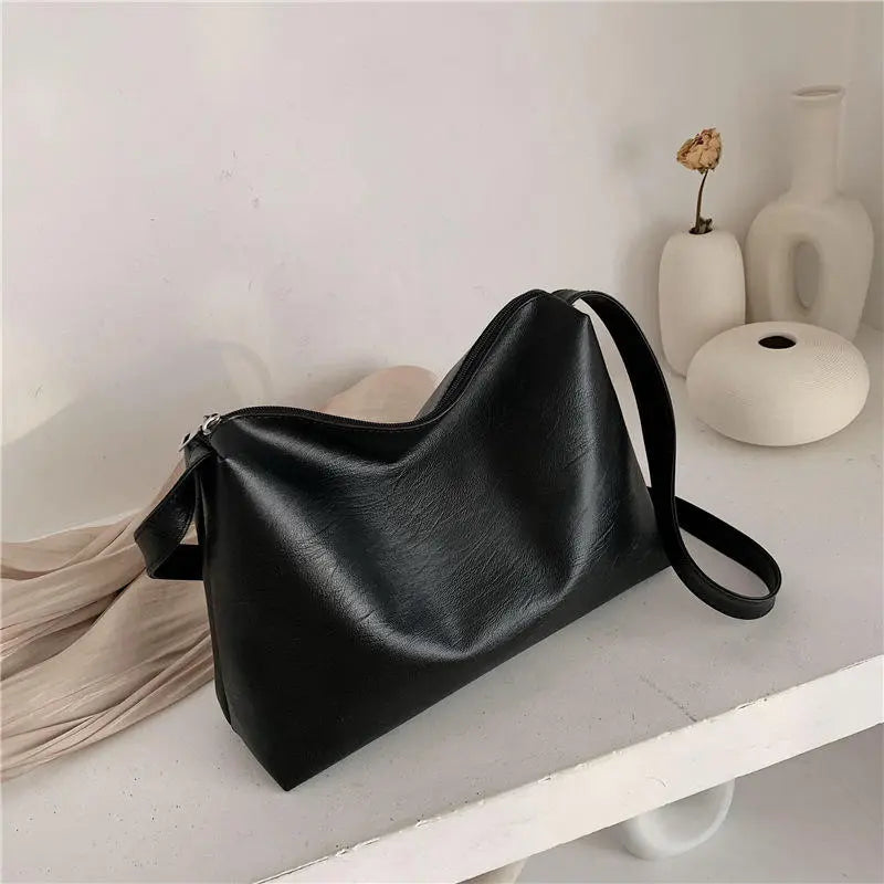 Women Casual Large Capacity Plain PU Hobo Bag