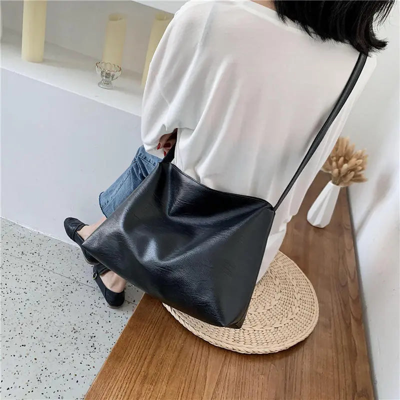Women Casual Large Capacity Plain PU Hobo Bag
