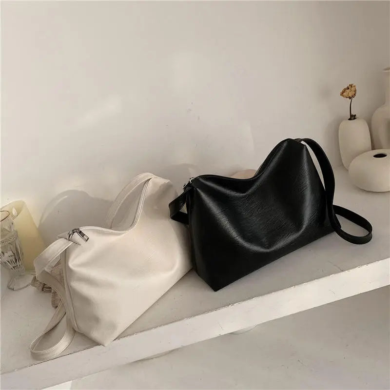 Women Casual Large Capacity Plain PU Hobo Bag