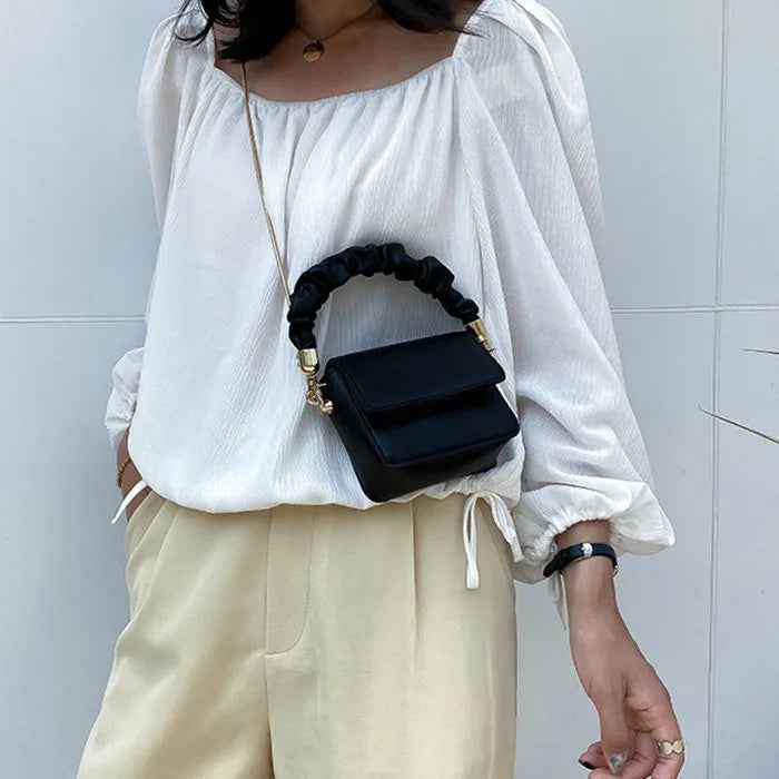 Women Solid Color Metal Chain Mini Shoulder Bag