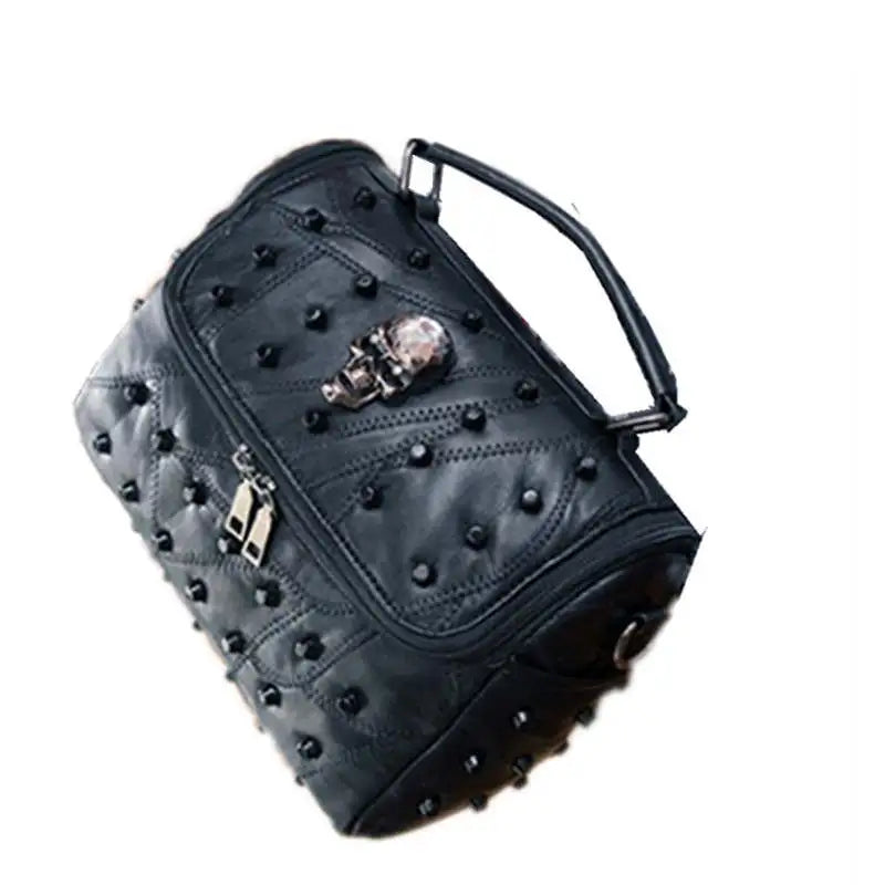 Women Fashion Solid Color Rivet Skull Shoulder Bag