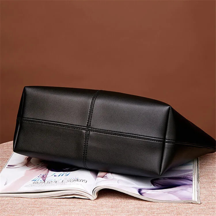 Women Solid Color Large Capacity PU Handle Bag