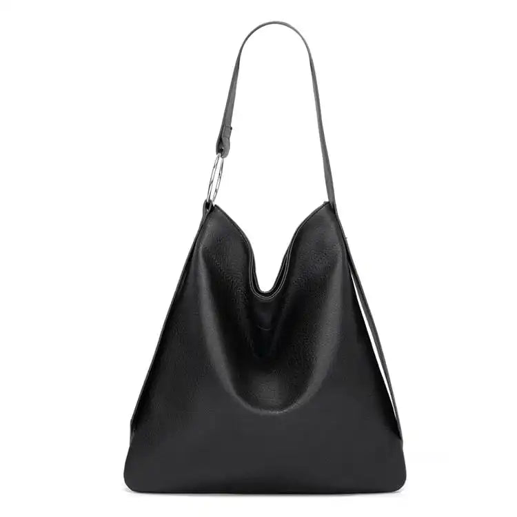 Women Simple Solid Color Large Capacity Soft Tote Bag
