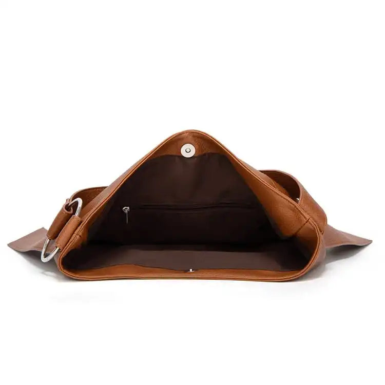 Women Simple Solid Color Large Capacity Soft Tote Bag