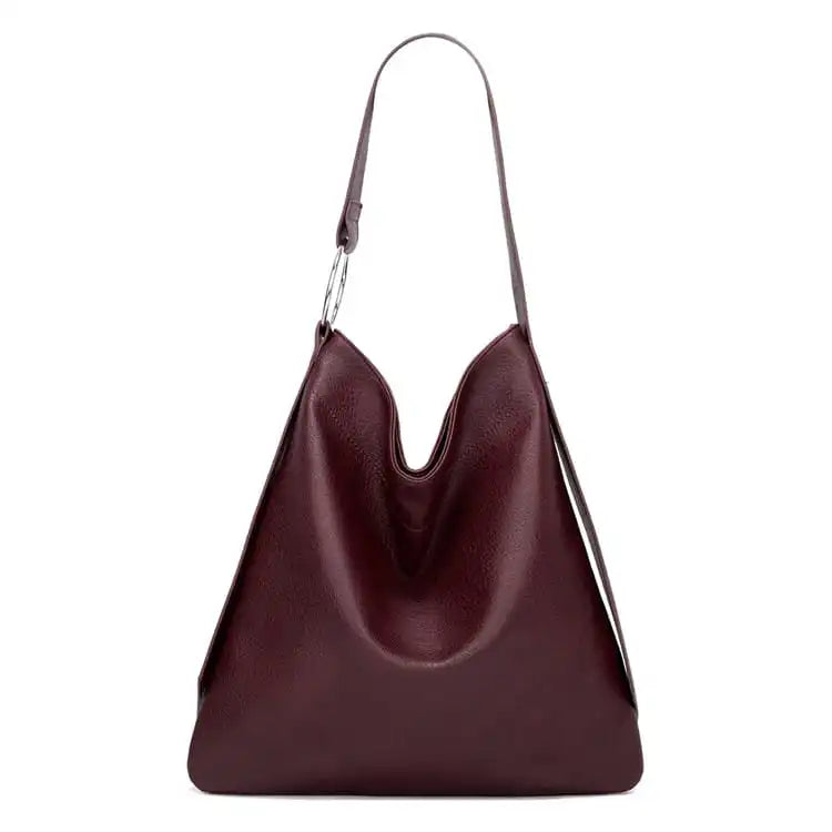 Women Simple Solid Color Large Capacity Soft Tote Bag