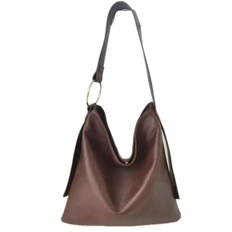 Women Simple Solid Color Large Capacity Soft Tote Bag