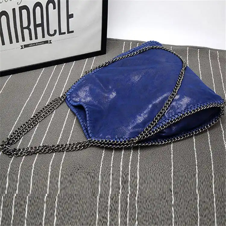 Women Fashion Color Blocking Large Capacity Chain Shoulder Bag