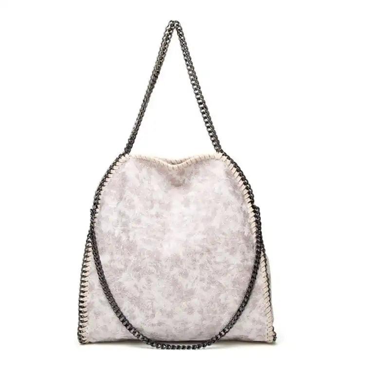 Women Fashion Color Blocking Large Capacity Chain Shoulder Bag