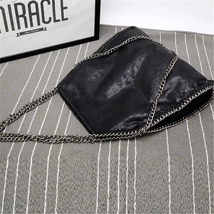 Women Fashion Color Blocking Large Capacity Chain Shoulder Bag