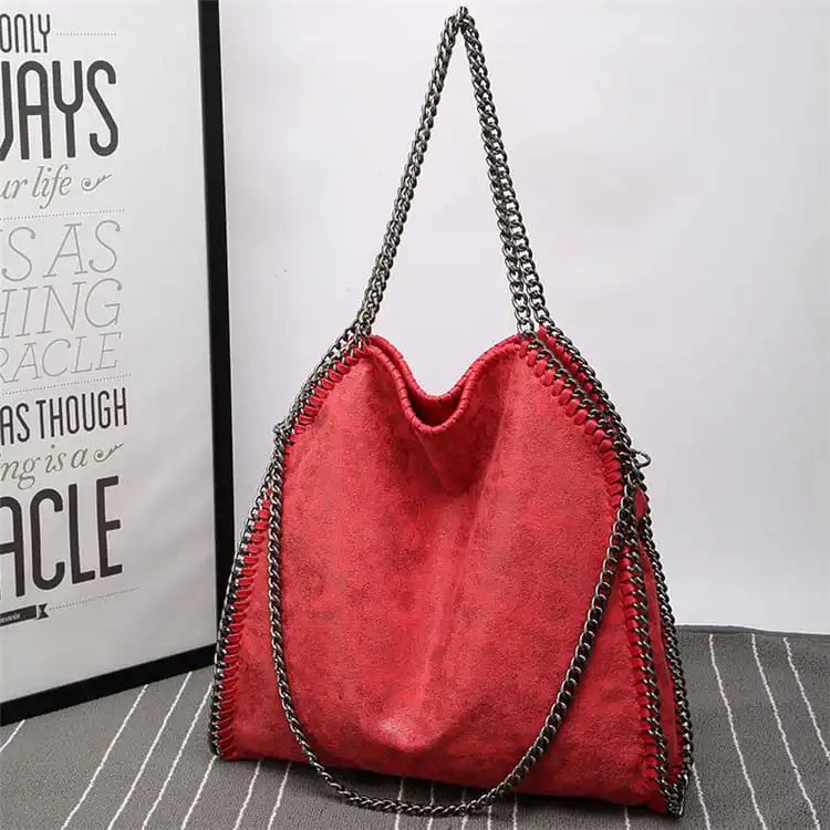 Women Fashion Color Blocking Large Capacity Chain Shoulder Bag