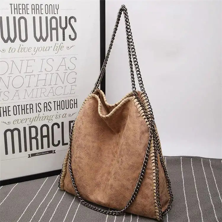 Women Fashion Color Blocking Large Capacity Chain Shoulder Bag