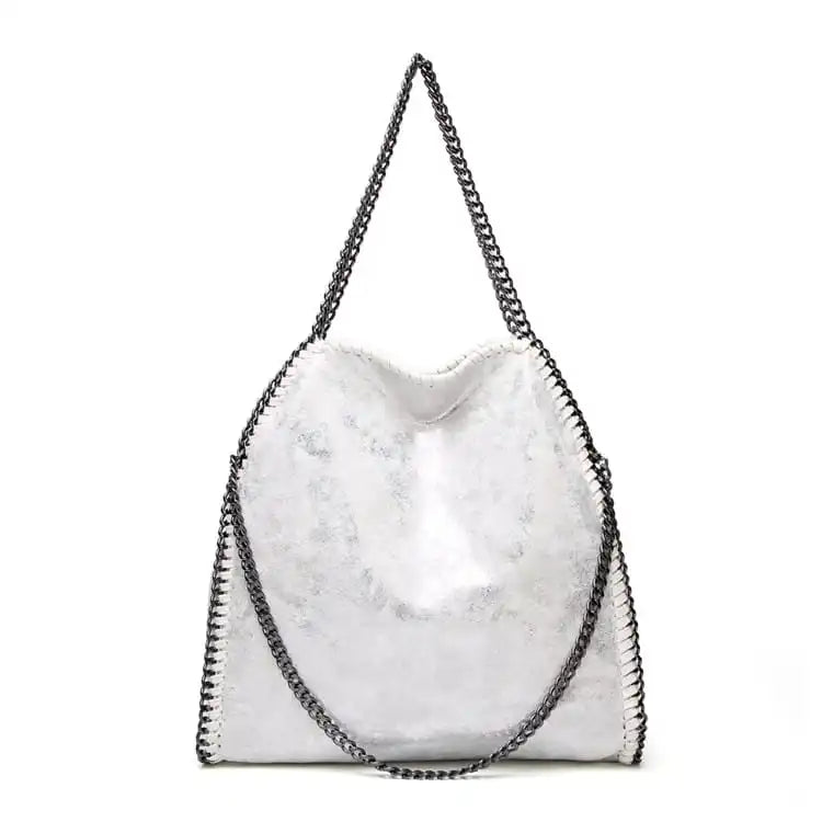 Women Fashion Color Blocking Large Capacity Chain Shoulder Bag