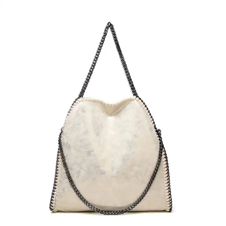 Women Fashion Color Blocking Large Capacity Chain Shoulder Bag