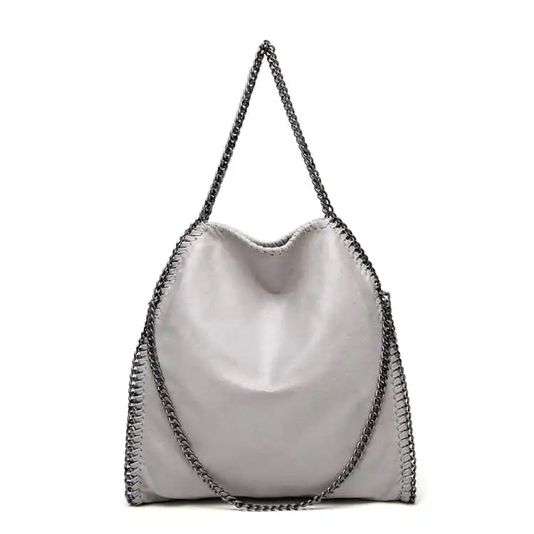Women Fashion Color Blocking Large Capacity Chain Shoulder Bag