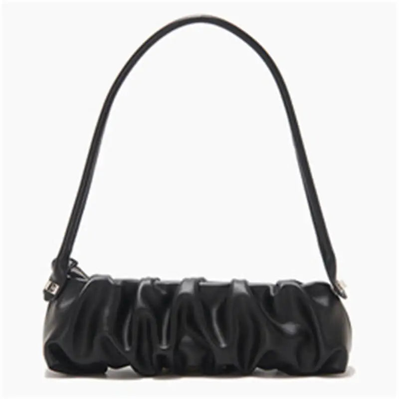 Women Fashion Solid Color Creased Shoulder Bag